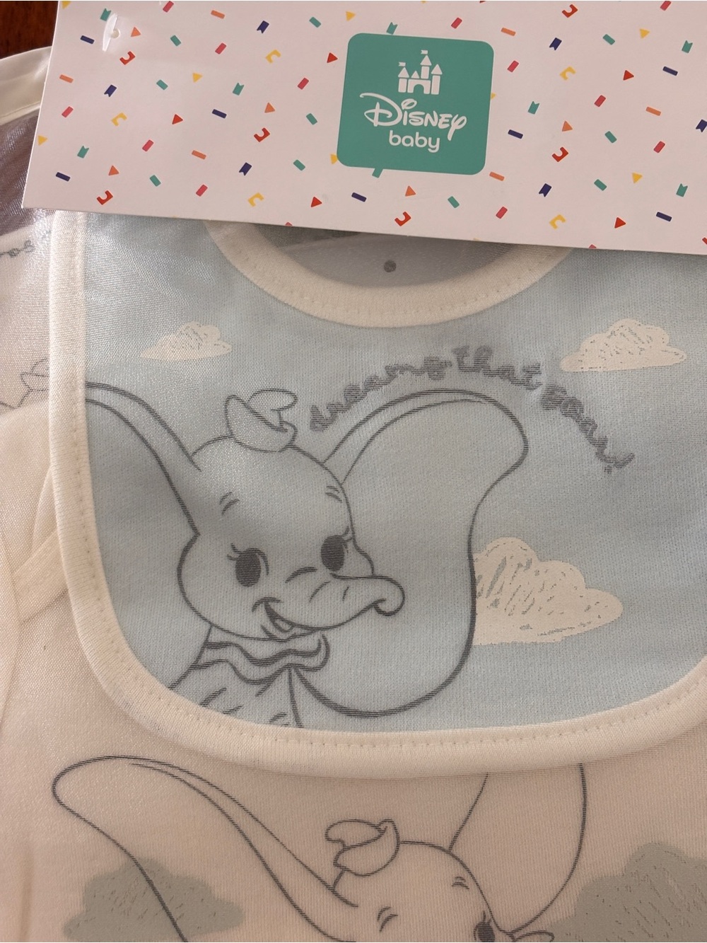 NWT Disney Baby 0-3mo 7 Piece Gift Set w Dumbo Cloud Print. Great for BabyShwrs! - Picture 4 of 9